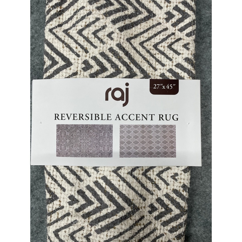 Raj Reversible Accent Rug Unisex 27"x45" Gray NEW Geometric Medallion